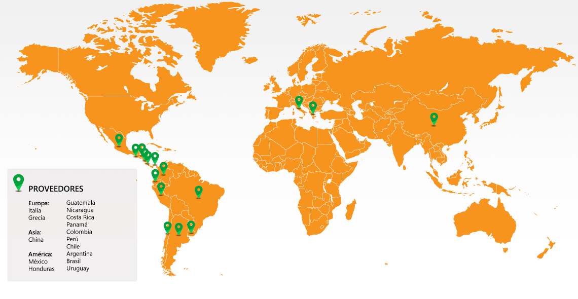 Nuestros proveedores en el mundo